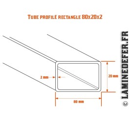 Schéma du tube profilé rectangle 80x20x2