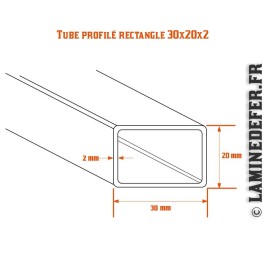 Schéma du tube profilé rectangle 30x20x2