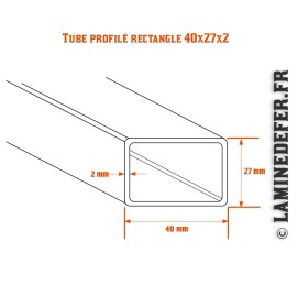 Schéma du tube profilé rectangle 40x27x2