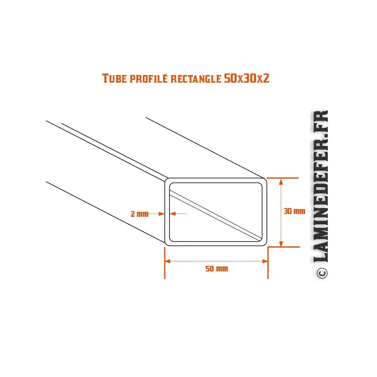 Tube Rectangle Acier 50x30x2 Mm - Longueur Au Choix De 100 à 300 Cm - Acier S235 Brut, Non étanche - 5