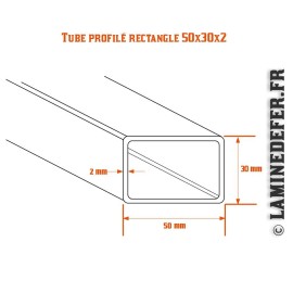 Schéma du tube profilé rectangle 50x30x2