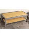 Table de salon acier et bois en tube profilé carré