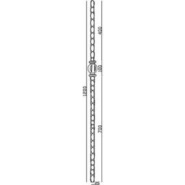 Schéma du poteau en carré de 25 martelé réf. 06111