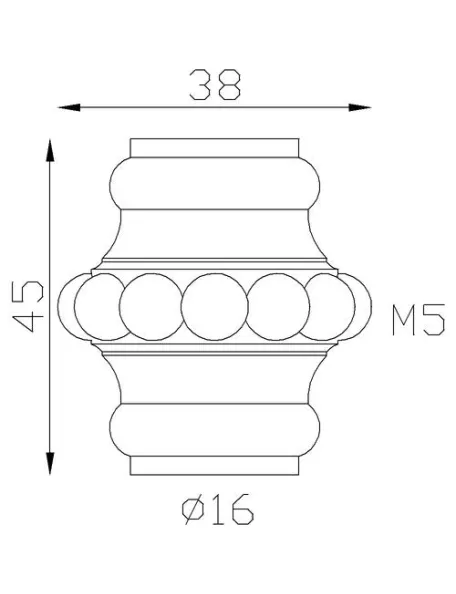 Schéma de la garniture en laiton pour barreau de Ø16 réf. 21111