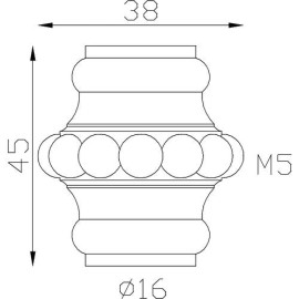 Schéma de la garniture en laiton pour barreau de Ø16 réf. 21111