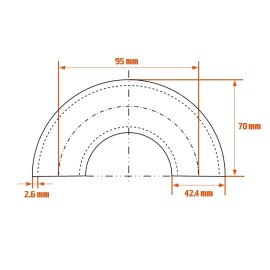 Schéma du raccord coude acier 180° 42,4 mm 3D