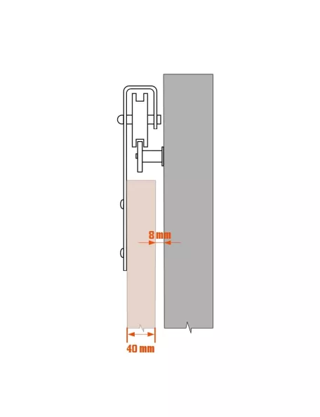 Système de porte coulissant kit monture type C - écart entre le mur et la porte