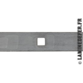 Barre métallique plate perforée trous carrés 14 mm pour rambarde fer forgé - ref. 17042
