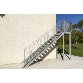 Rampe d'escalier en fer forgé avec cercle métal 110 mm en carré de 14mm