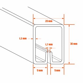 Profil acier d'encadrement rectangle 30x20 mm