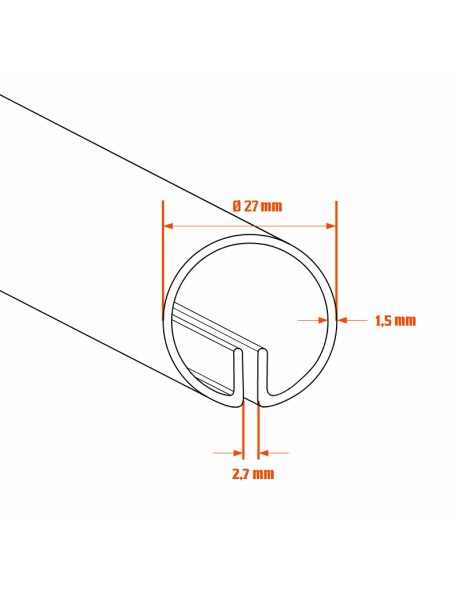 Profilé de finition et d'encadrement acier rond D27 mm - gorge 2.7 mm