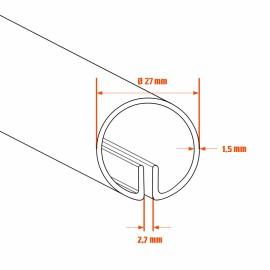 Profilé de finition et d'encadrement acier rond D27 mm - gorge 2.7 mm