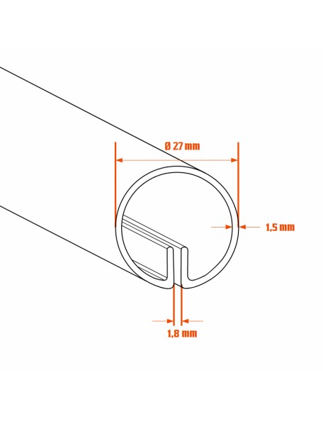 Profil d'encadrement pour tôle acier rond D 27 mm - gorge 1.8 mm