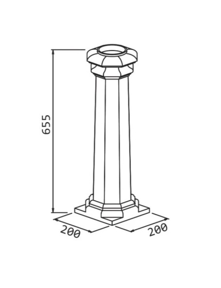 Dimensions Pied colonne avec base carré 200x200 pour tube Ø80 - SF06311