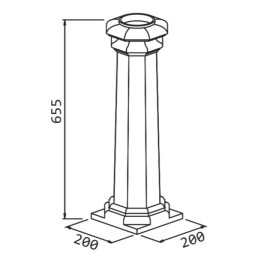 Dimensions Pied colonne avec base carré 200x200 pour tube Ø80 - SF06311
