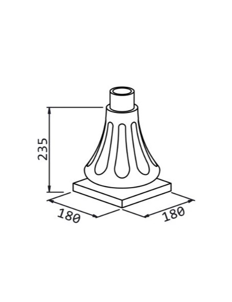 Chapiteau base pour colonne alu en tube Ø 80 mm - Forme trompette royale