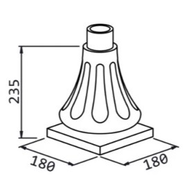 Chapiteau base pour colonne alu en tube Ø 80 mm - Forme trompette royale
