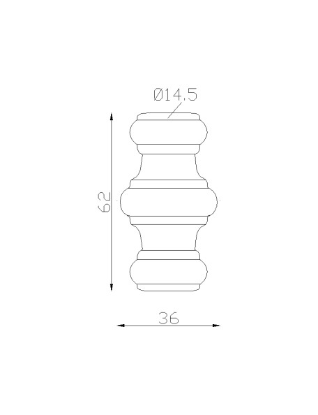 Schéma Bague 62x36 mm pour barreau rond 14 mm SF021529