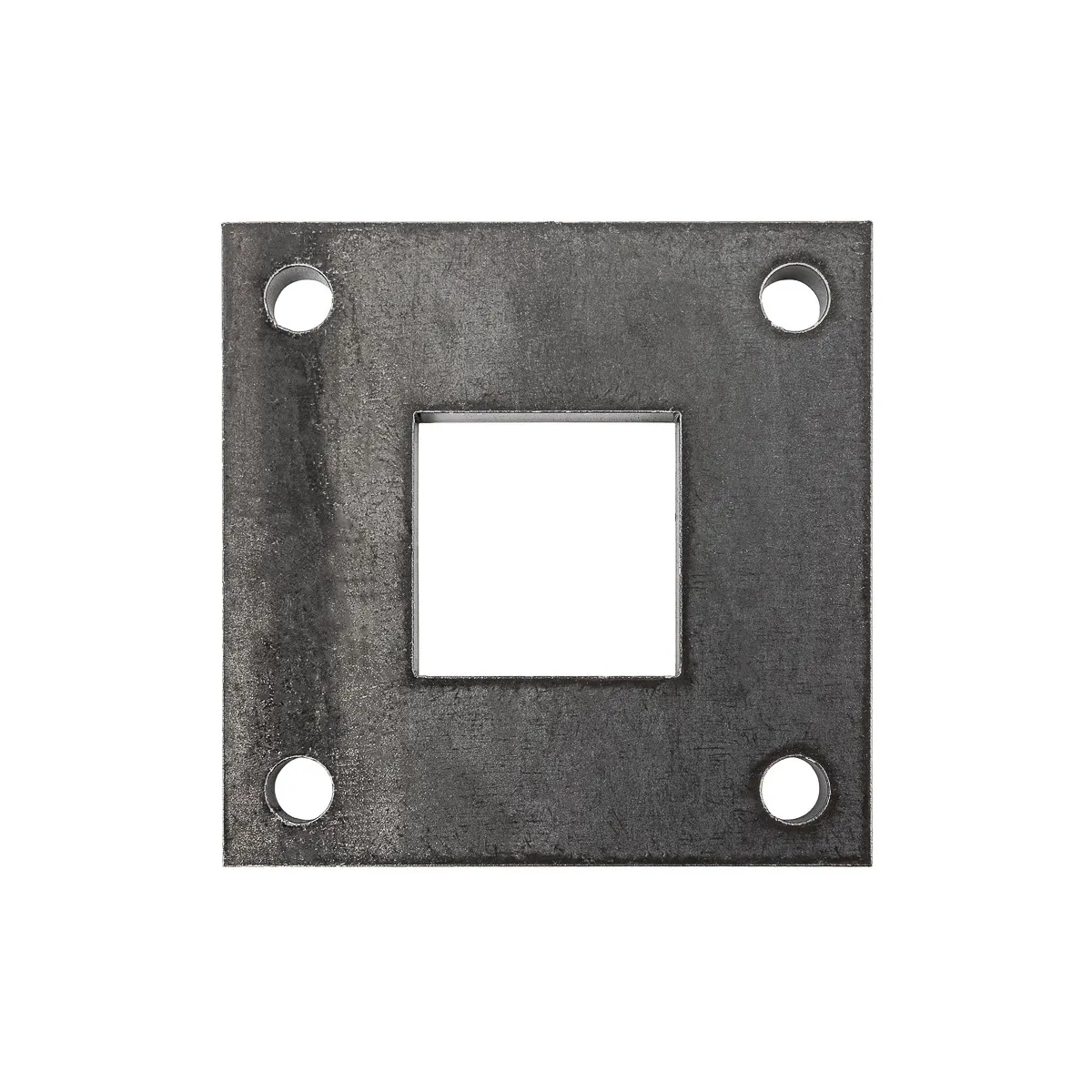 Platine acier 100x100 ép.6 mm - Trou carré central de 40 mm