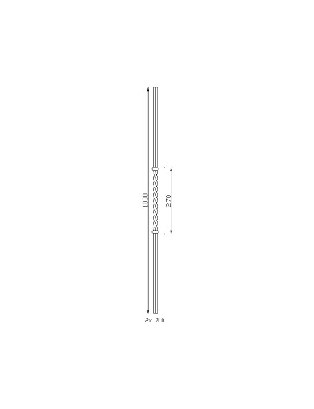 Schéma Barreau 2 tiges Ø 10 mm - H1000 - torsade centrale