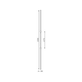 Schéma Barreau 2 tiges Ø 10 mm - H1000 - torsade centrale