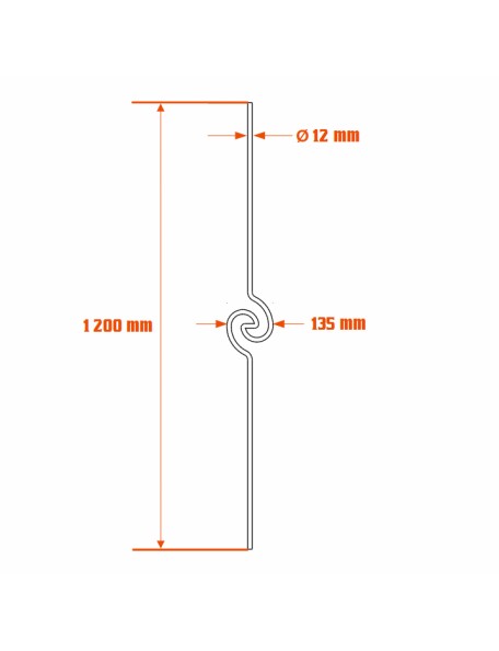 Barreau fer forgé avec spirale centrale H1200 mm