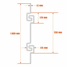 Barreau acier carré 12 mm avec motif double spirale