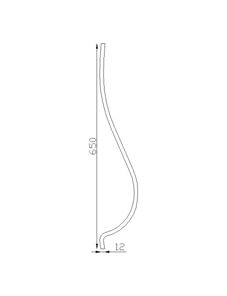 Barreau galbé H 650 carré 12-09032