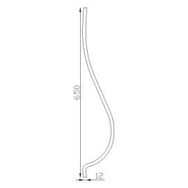 Barreau galbé H 650 carré 12-09032