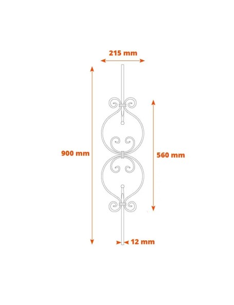 Barreau escalier ou rambarde fer forgé - H 90 cm - SF07091