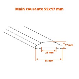 Main courante acier 55x17 mm pour garde-corps fer forgé
