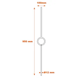 Barreau  motif cercle 950x100-Ø12 mm SF07156