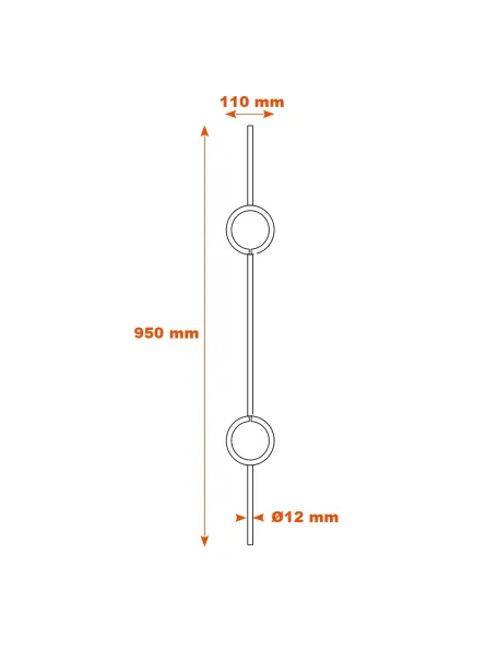 Barreau double motifs cercles 950x100-Ø12-mm-SF07155