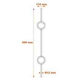 Barreau double motifs cercles 950x100-Ø12-mm-SF07155