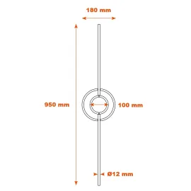 Barreau motif doubles cercles 950x180- Ø12 SF07158