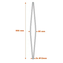 Schéma Barreau fer forgé 950x80 mm - Centre élargi