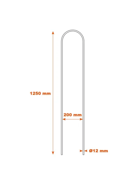 Schéma Barreau en U 1250mm Ø12 SF09081