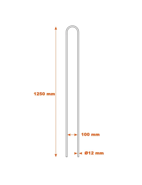 Barreau H1250 Ø12 en U - vide 100 SF09080