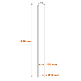 Barreau H1250 Ø12 en U - vide 100 SF09080