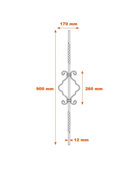 Schéma barreau avec volutes 07021