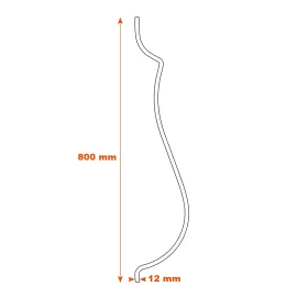 Barreau galbé H 800 carré 12 SF09021