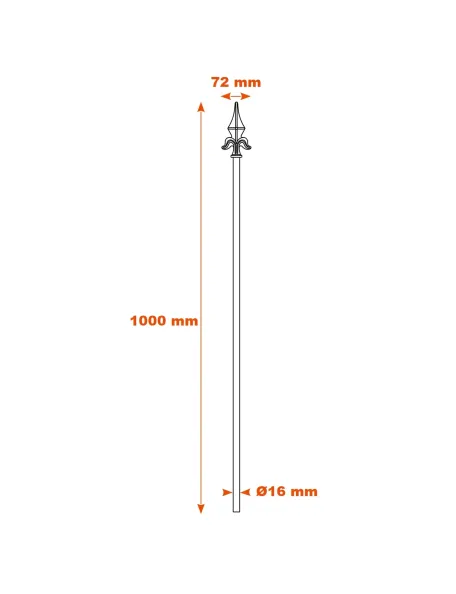 Barreau escalier H1000 base Ø16 mm