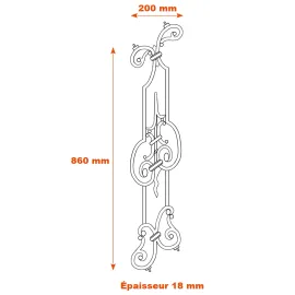 Schéma élément décoratif fonte 860x200 mm SF04119
