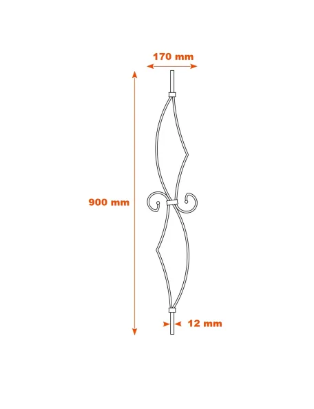 Barreau acier H900 carré 12 mm - 07055