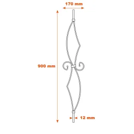 Barreau acier H900 carré 12 mm - 07055