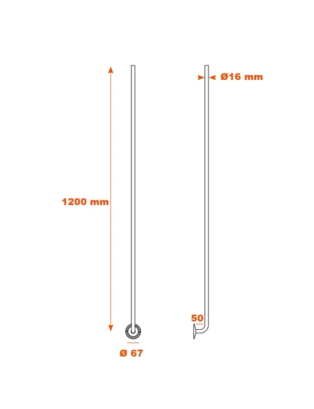 Barreau fer forgé H1200 rond 16
