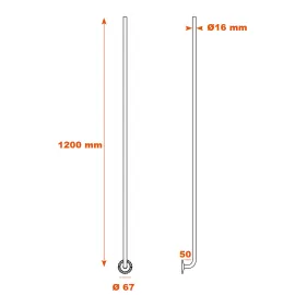 Barreau fer forgé H1200 rond 16