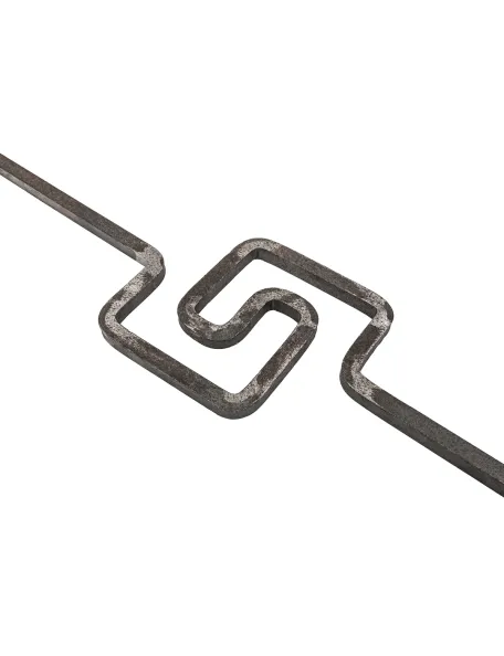 Barreau avec spirale carré centrale pour rambarde fer forgé - H1000 mm