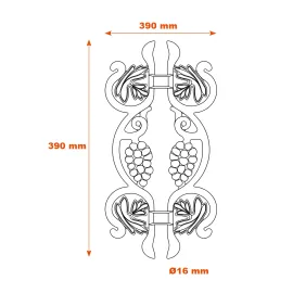 Schéma élément déco vigne  390x200 mm 04141