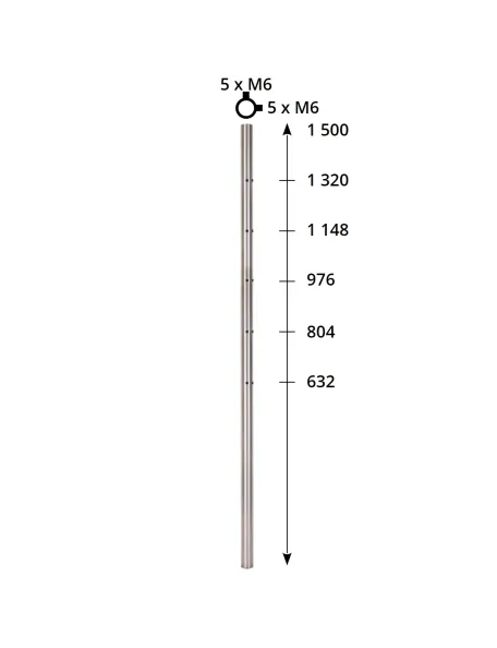 Barreau inox d'angle pour garde-corps à l'anglaise - lisses ou câbles